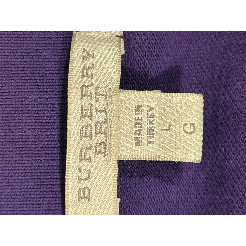 Burberry Brit Short Sleeve Polo Shirt Women L Purple Logo Classic Preppy Lux - Picture 8 of 13